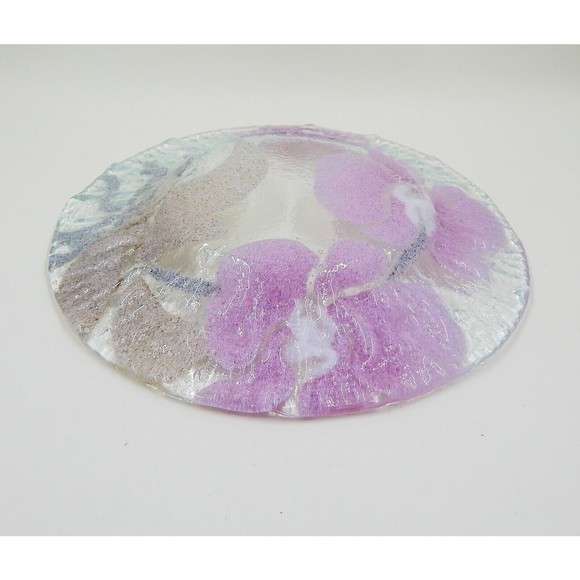 Sydenstricker Fused Art Glass Pink Orchid Small Plate 7" - Picture 3 of 9
